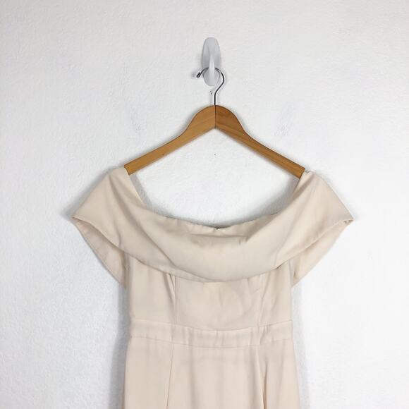 Fame & Partners Cream Off The Shoulder Column Maxi Dress Size 2 Cocktail Formal - Picture 4 of 13